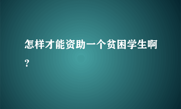 怎样才能资助一个贫困学生啊？