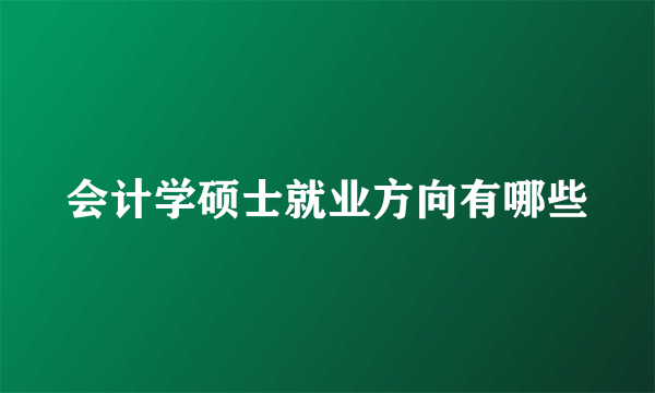 会计学硕士就业方向有哪些