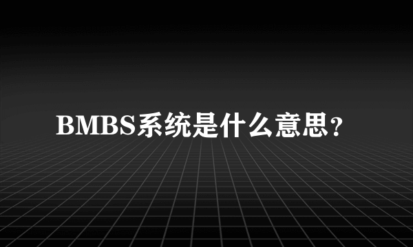 BMBS系统是什么意思？