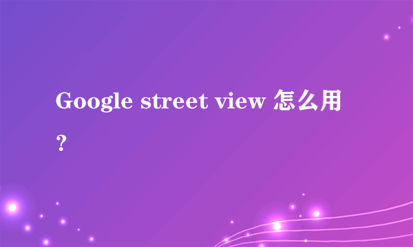 Google street view 怎么用？