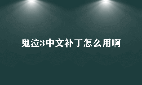 鬼泣3中文补丁怎么用啊