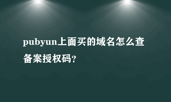 pubyun上面买的域名怎么查备案授权码？