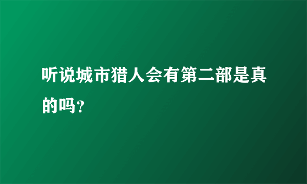 听说城市猎人会有第二部是真的吗？