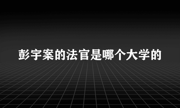 彭宇案的法官是哪个大学的