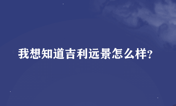 我想知道吉利远景怎么样？