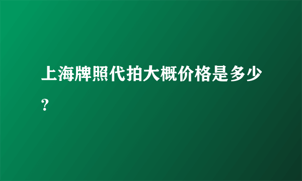 上海牌照代拍大概价格是多少？