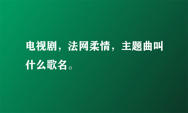 电视剧，法网柔情，主题曲叫什么歌名。