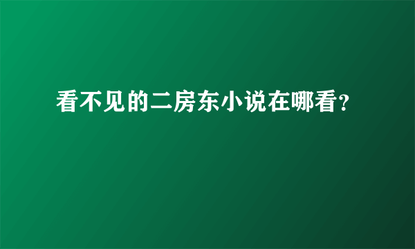 看不见的二房东小说在哪看？