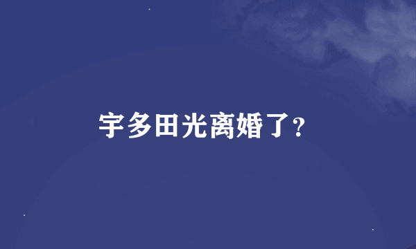 宇多田光离婚了？