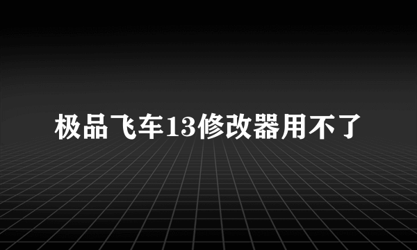 极品飞车13修改器用不了