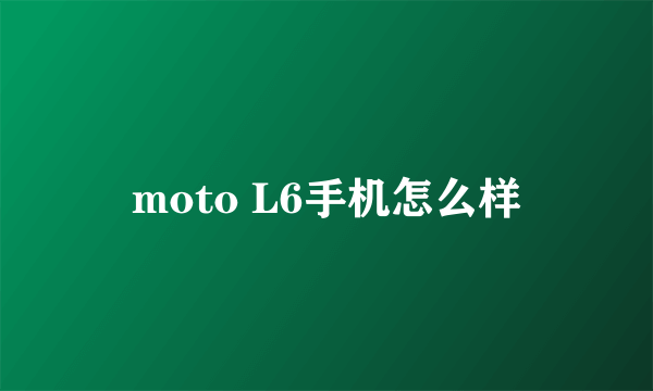 moto L6手机怎么样