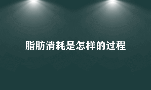 脂肪消耗是怎样的过程