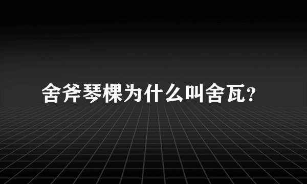 舍斧琴棵为什么叫舍瓦？