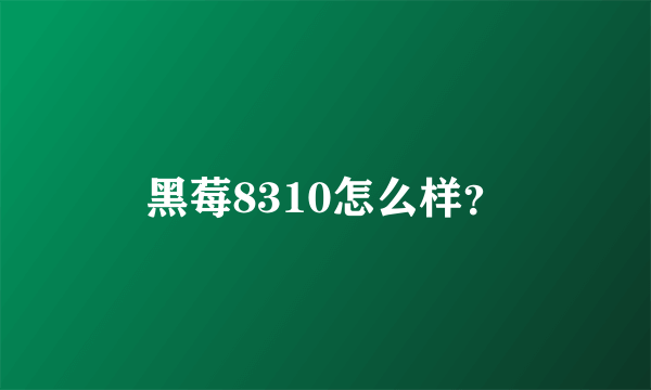 黑莓8310怎么样？