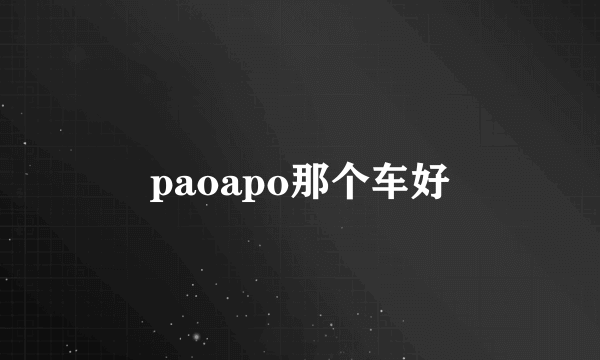 paoapo那个车好