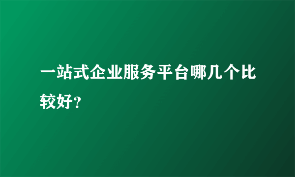 一站式企业服务平台哪几个比较好？