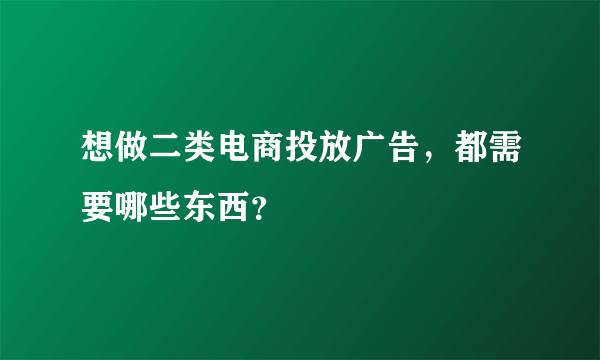 想做二类电商投放广告，都需要哪些东西？