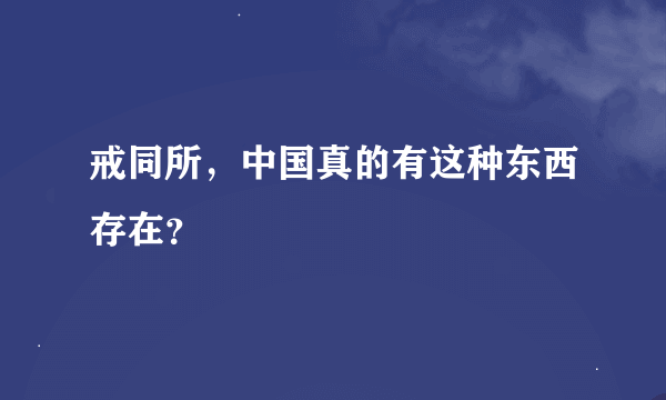 戒同所，中国真的有这种东西存在？