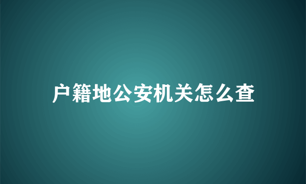 户籍地公安机关怎么查