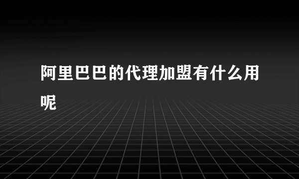 阿里巴巴的代理加盟有什么用呢