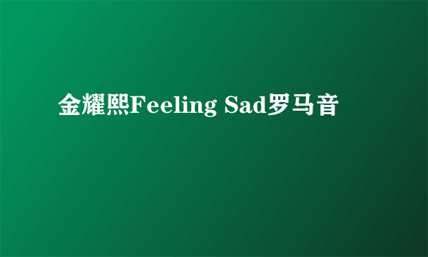 金耀熙Feeling Sad罗马音