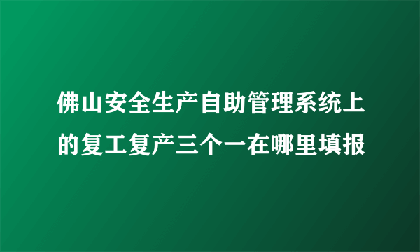 佛山安全生产自助管理系统上的复工复产三个一在哪里填报