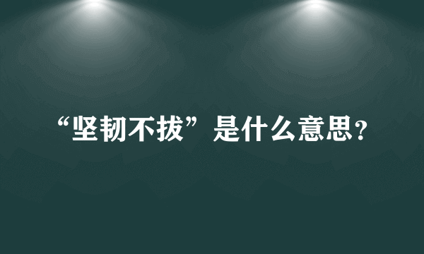 “坚韧不拔”是什么意思？