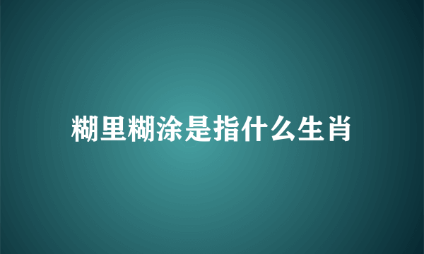 糊里糊涂是指什么生肖