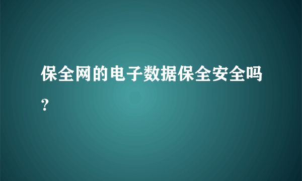 保全网的电子数据保全安全吗？