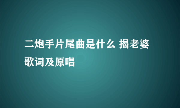 二炮手片尾曲是什么 揭老婆歌词及原唱