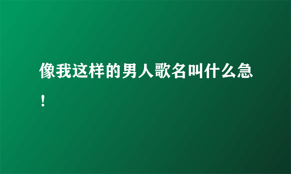 像我这样的男人歌名叫什么急！