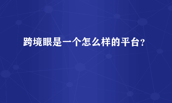 跨境眼是一个怎么样的平台？