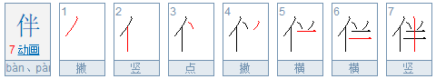 伴的笔顺怎么写