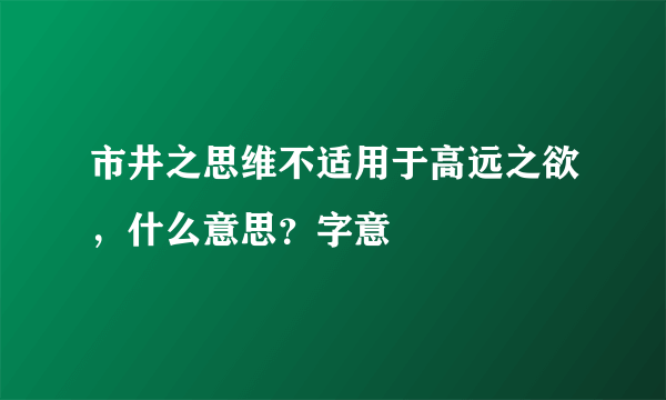 市井之思维不适用于高远之欲，什么意思？字意