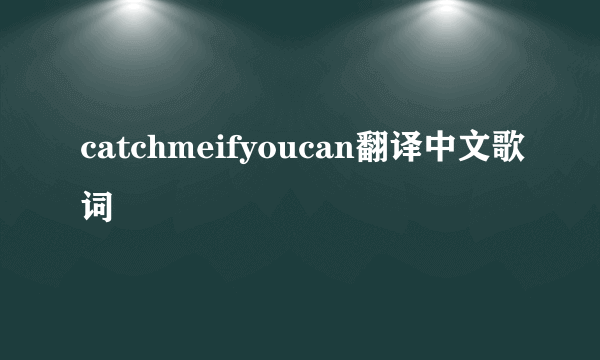 catchmeifyoucan翻译中文歌词