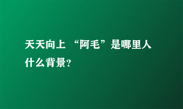 天天向上 “阿毛”是哪里人 什么背景？