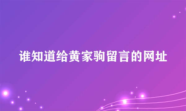 谁知道给黄家驹留言的网址