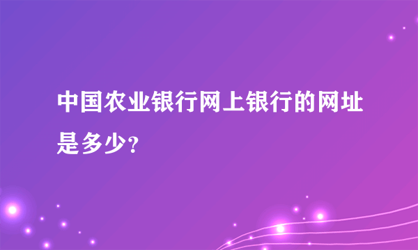 中国农业银行网上银行的网址是多少？