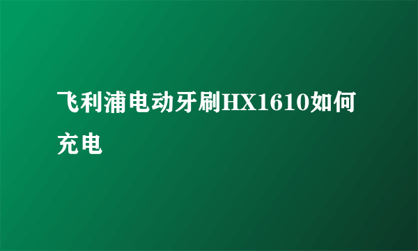 飞利浦电动牙刷HX1610如何充电