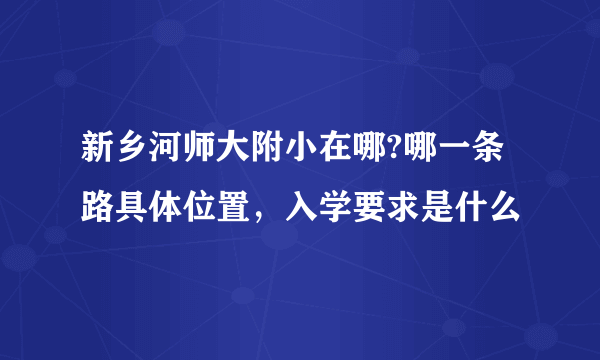 新乡河师大附小在哪?哪一条路具体位置，入学要求是什么