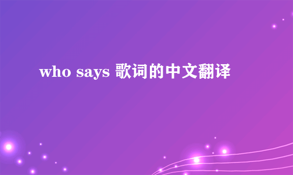 who says 歌词的中文翻译