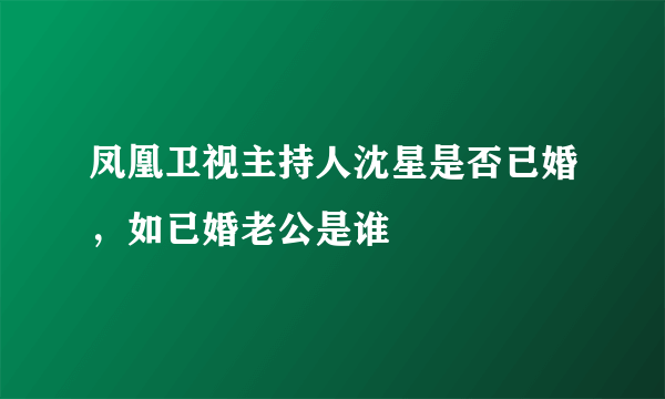 凤凰卫视主持人沈星是否已婚，如已婚老公是谁