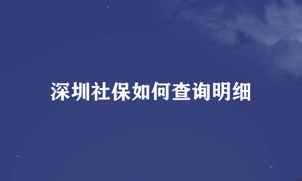 深圳社保如何查询明细