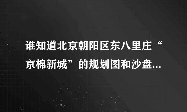 谁知道北京朝阳区东八里庄“京棉新城”的规划图和沙盘现在在什么位置放着？