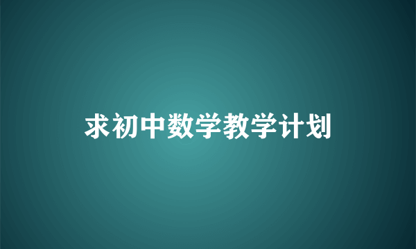 求初中数学教学计划