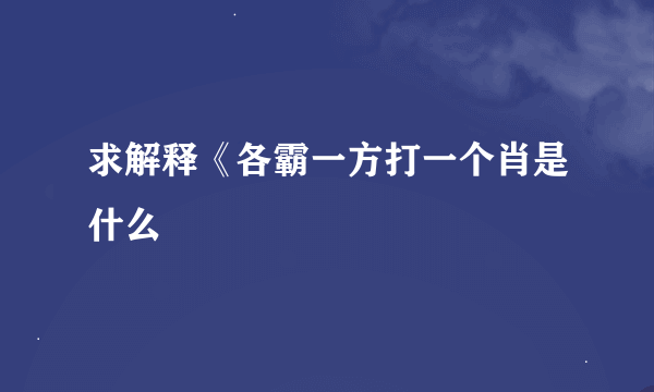 求解释《各霸一方打一个肖是什么