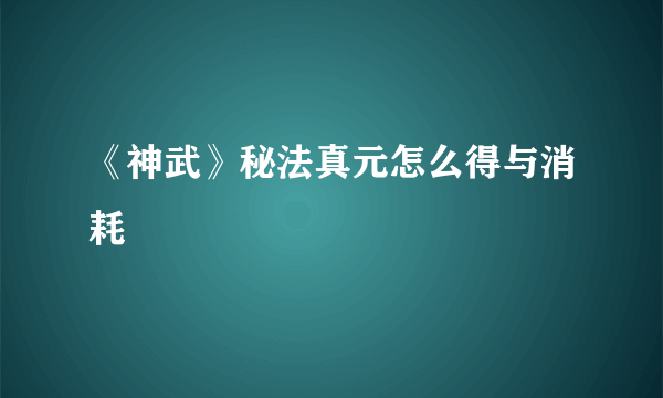 《神武》秘法真元怎么得与消耗