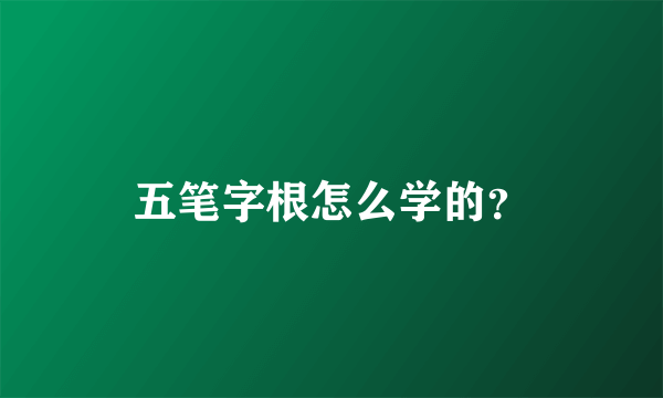 五笔字根怎么学的？