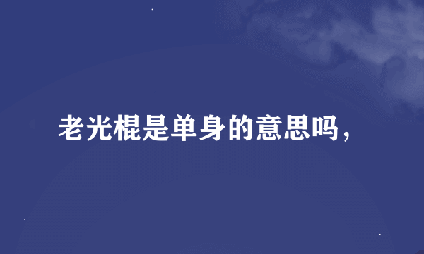 老光棍是单身的意思吗，