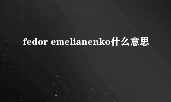 fedor emelianenko什么意思